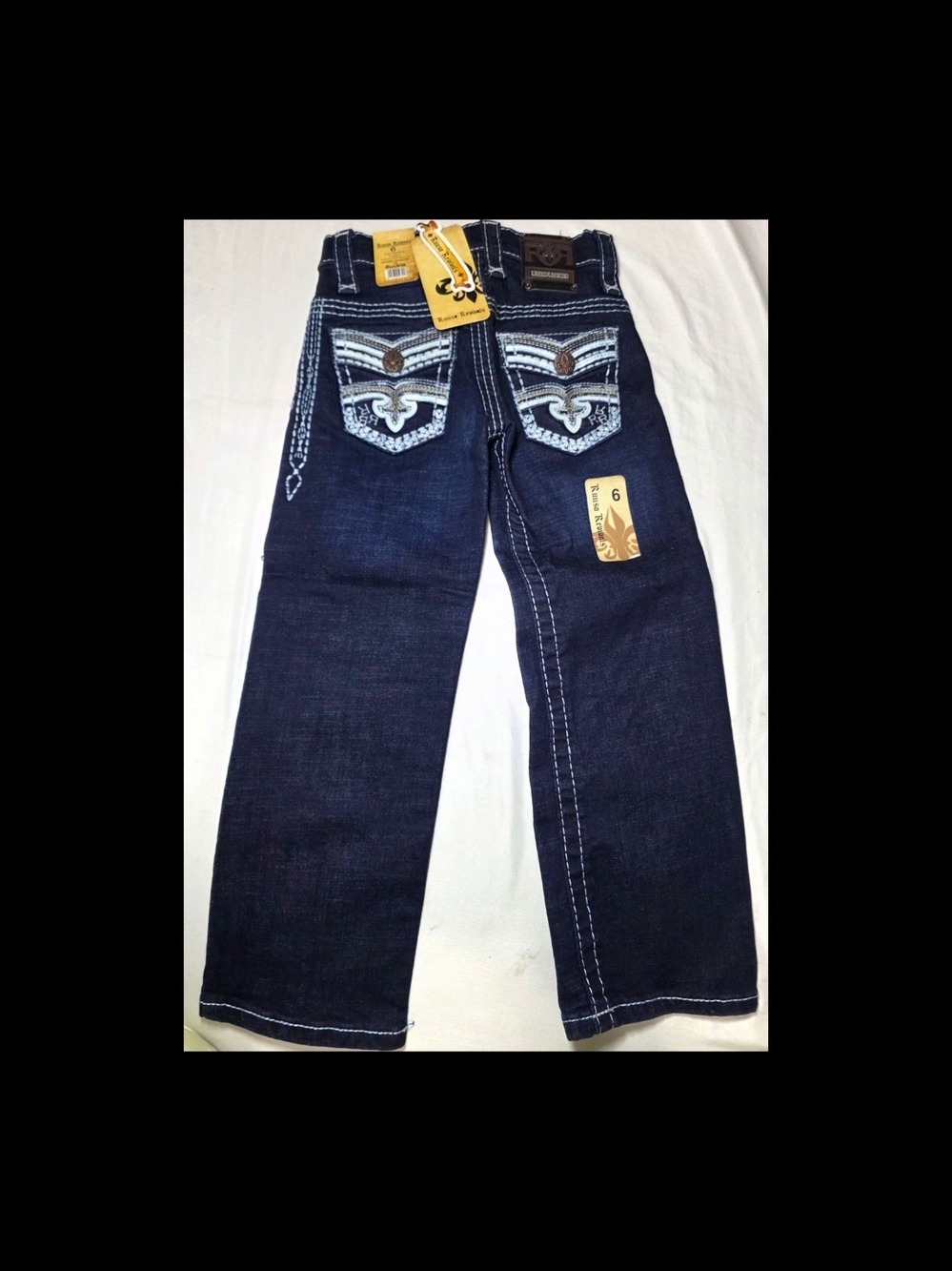 Kids Dark Blue Embroidered Pocket Jeans - Size 6